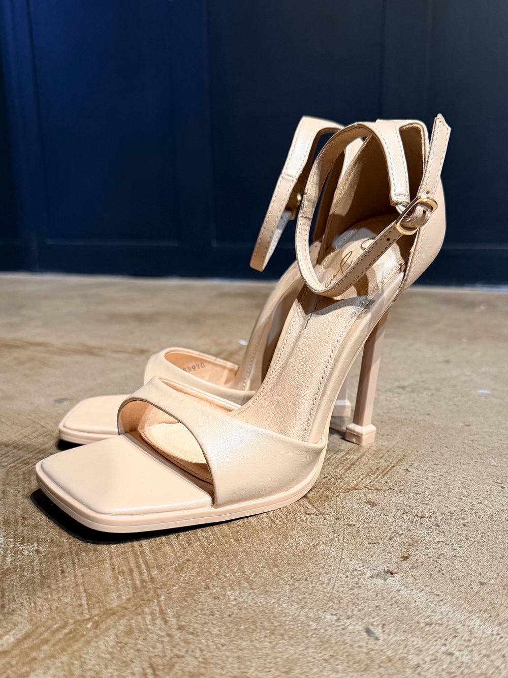 Olivia Farragamo Square Toe Nude Heels